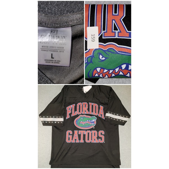 gameday couture Tops - Gameday Couture Florida Gators Jersey Black Mesh Rhinestone Sleeve Top Womens L